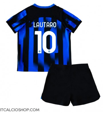Inter Milan Lautaro Martinez #10 Prima Maglia Bambino 2023-24 Manica Corta (+ Pantaloni corti)